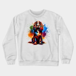 Sussex Spaniel Captured in Colorful Splash Art Style Crewneck Sweatshirt